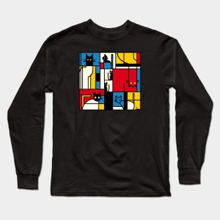 The Mondrian Cats by Tobe Fonseca Long Sleeve T-Shirt